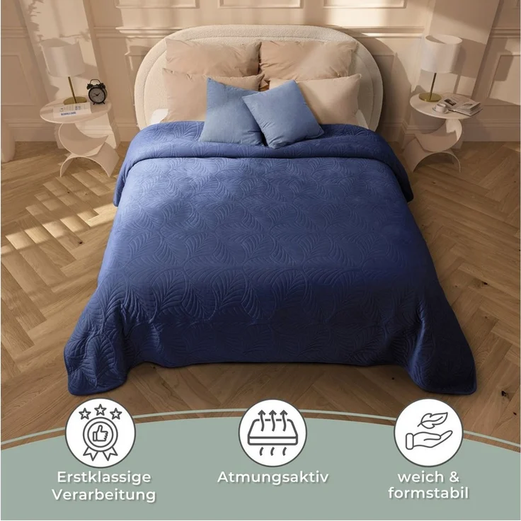 Gräfenstayn Tagesdecke Gräfenstayn Premium Tagesdecke mit nahtloser Steppung & Blatt-Design, Gräfenstayn Premium Tagesdecke mit nahtloser Steppung & Blatt-Design – Bild 4