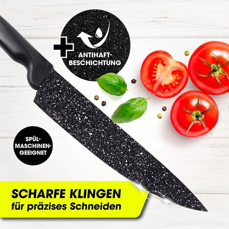 GOURMETmaxx Messer-Set 6-tlg, Küchenmesser-Set (6-tlg), für müheloses Schneiden von Gemüse, Fleisch, Fisch, Brot – Bild 3