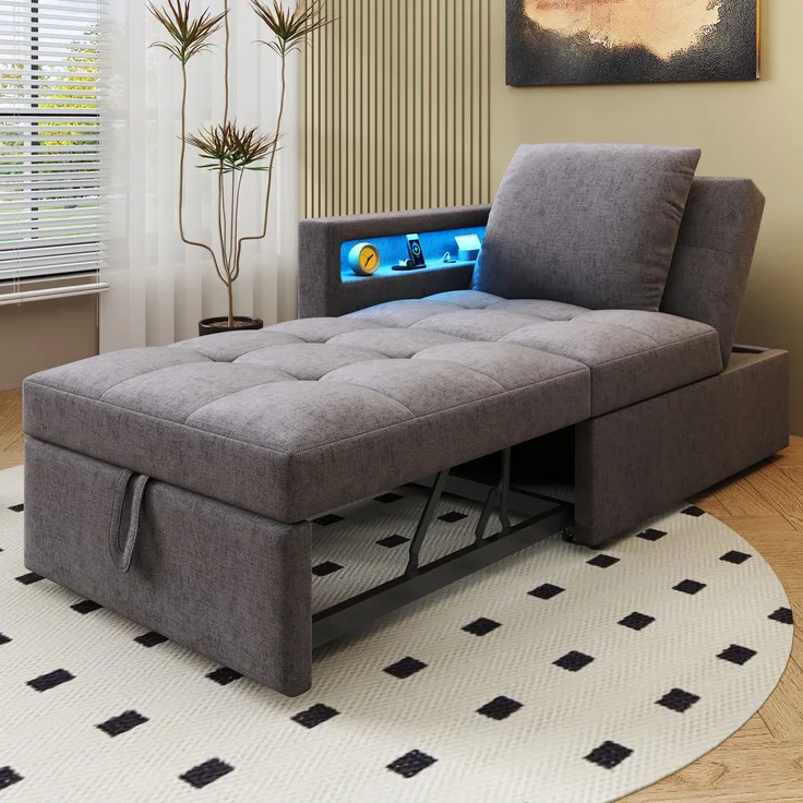 Schlafsofa 177x68x65 cm – Multifunktionales 3-in-1 Polsterbett mit verstellbarer Rückenlehne und USB-Anschlüssen