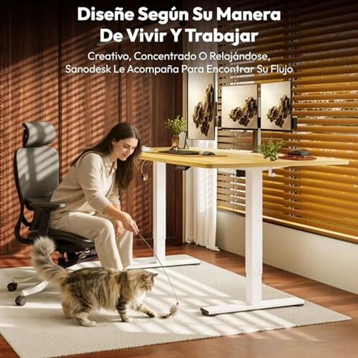 SANODESK Höhenverstellbarer Schreibtisch 180x80 cm Schreibtisch Höhenverstellbar Elektrisch Ergonomischer Steh-Sitz Tisch Computertisch für Heimbüro Homeoffice(ahorn) – Bild 2
