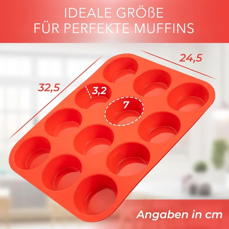 AVANA Muffinform Silikon Muffinblech für 12 Muffins Cupcake Backform Muffinbackblech, BPA-frei, Antihaftbeschichtung – Bild 3