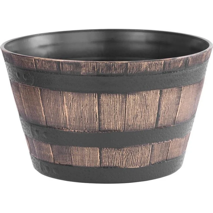 PROREGAL® Blumentopf Blumentopf Holz-effekt, 39x28cm, Gold – Bild 1