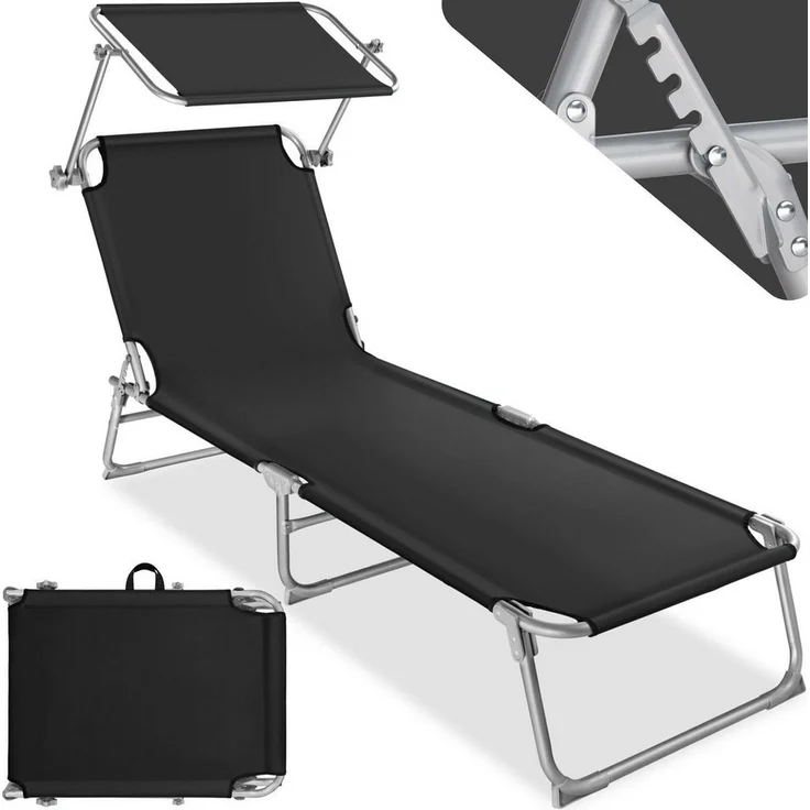 tectake Gartenliege Sonnenliege 4-stufig, 1, 1 St, 1tlg, klappbar – Bild 1