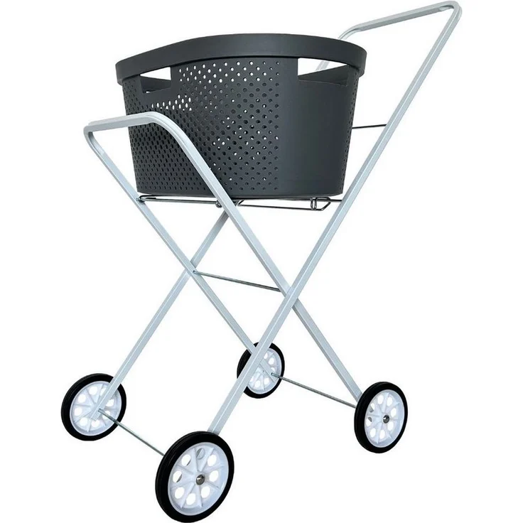 abc HOME Wäschekorb Wäschekorbwagen, Ablagefläche, Klappbar, Weiß, Metall, 92 cm H – Bild 2