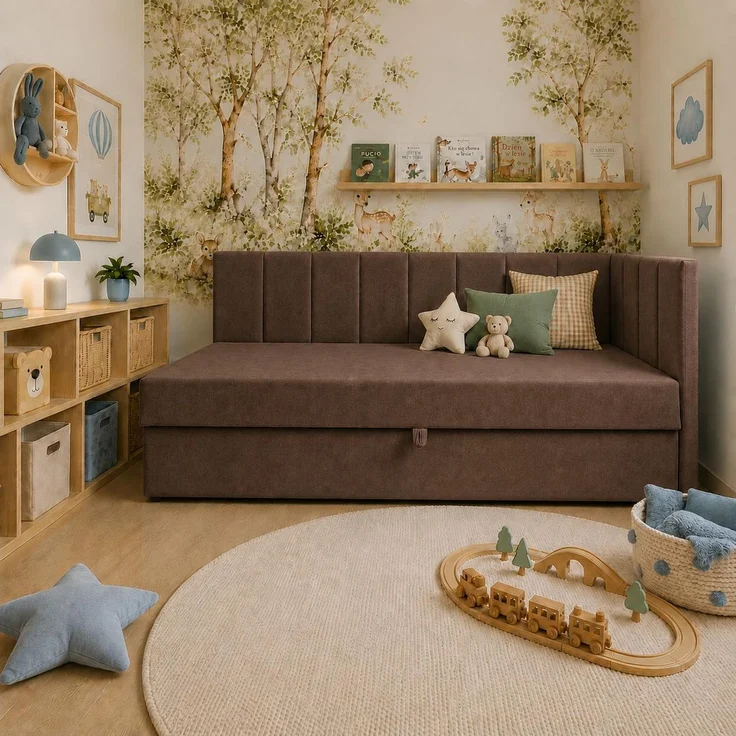 KRISAN MÖBEL Polsterbett TEDY in Braun 100 x 200 cm mit Bettkasten, gepolstertem Kopfteil und praktischem Stauraum, modernes Einzelbett für Kinder- und Jugendzimmer Bronze – Bild 4