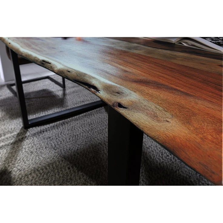 Esstisch Baumkante massiv Akazie nussbaum 220 x 100 U-Gestell schwarz QUINN 67689599 – Bild 5