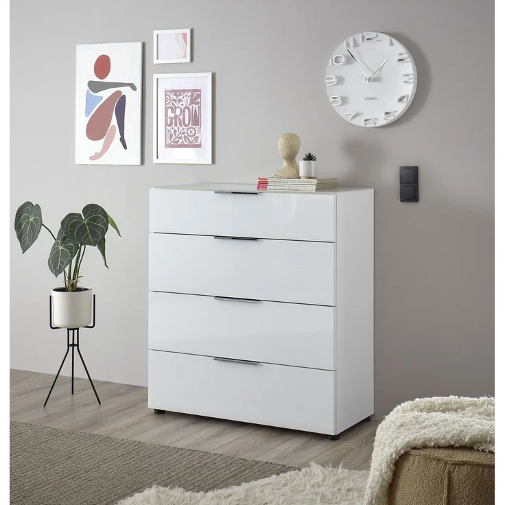 Kommode >Sean< in Weiß, - 90x99x40 cm ( BxHxT) – Bild 4