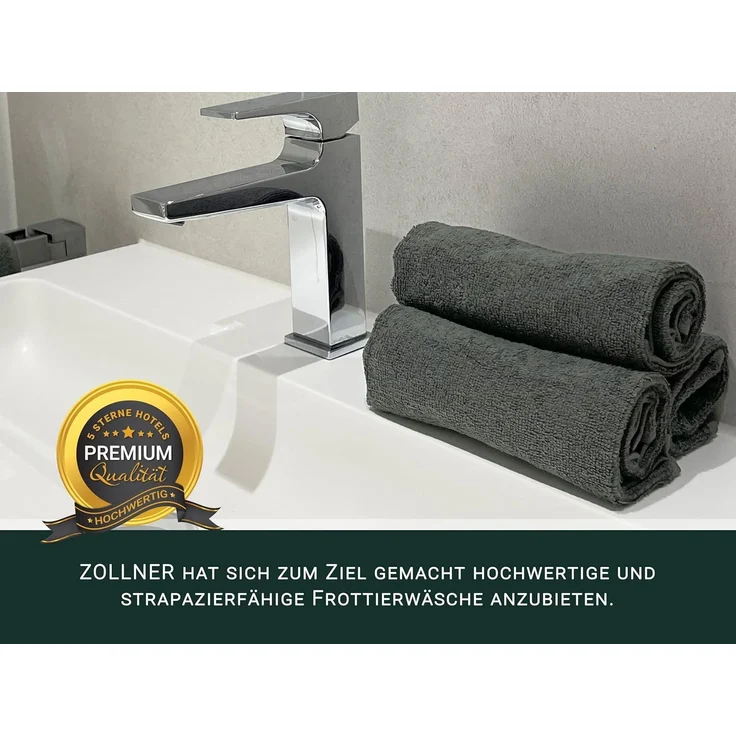 ZOLLNER Gästehandtücher, Walkfrottier (10-St), 30x50 cm, 100% Baumwolle, vom Hotelwäschespezialisten, Anthrazit – Bild 5