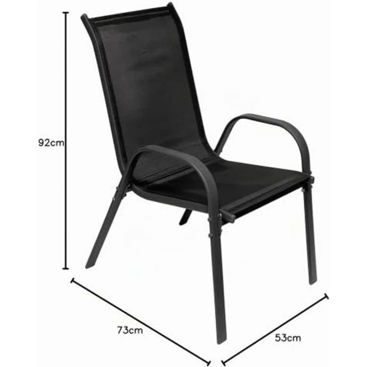 Outdoorstuhl Gartenstuhl Stapelstuhl Metall Anthrazit Textilen schwarz – Bild 2