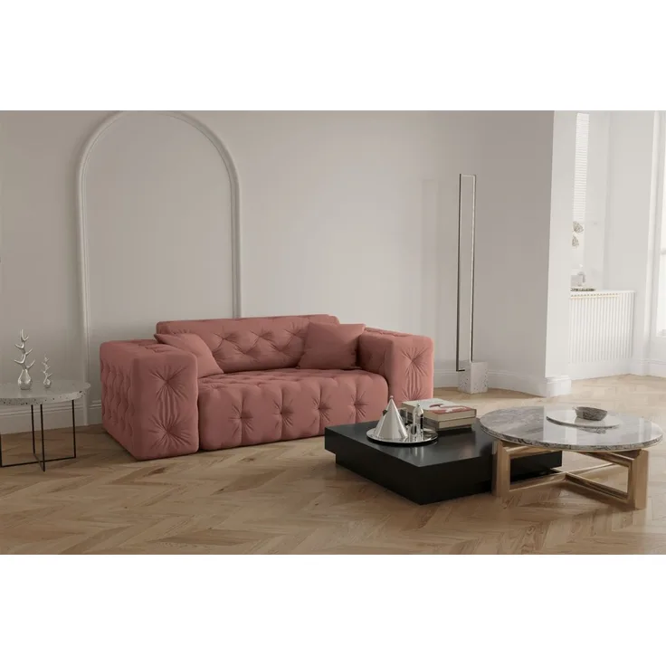 Sofa Designersofa CHANTAL 2-Sitzer in Stoff Opera Velvet Koralle