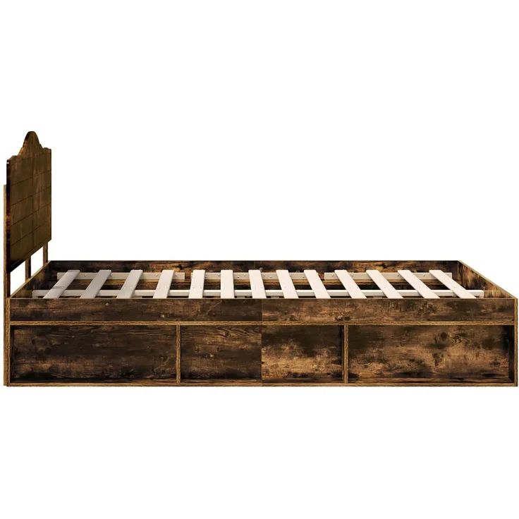 vidaXL Bettrahmen Geräucherte Eiche 150 x 200 cm Massives Kiefernholz 3413294 – Bild 7