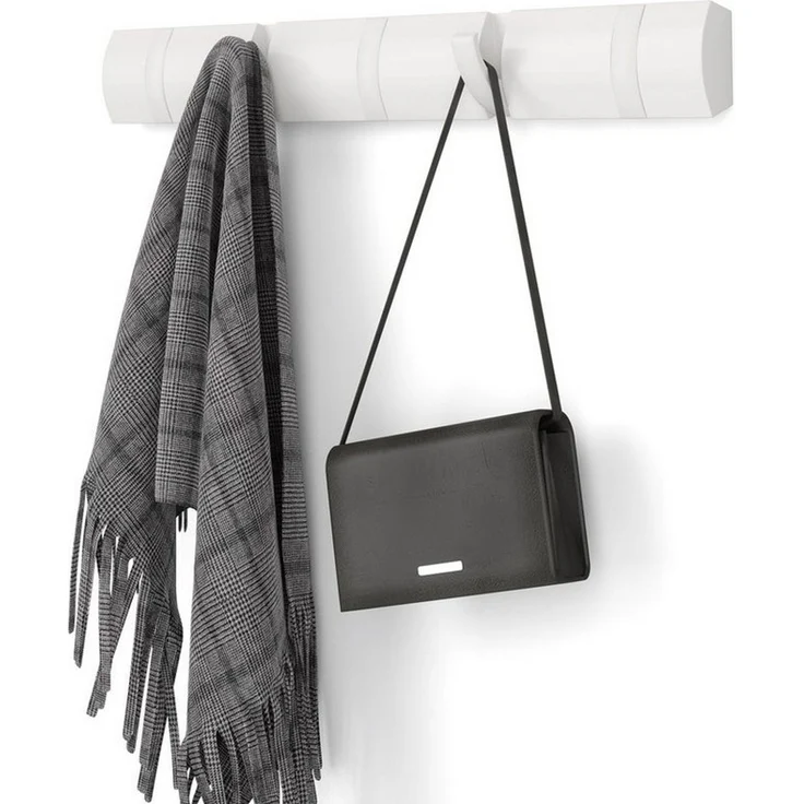 Umbra Flip Wandgarderobe aus Holz mit 5 Haken – Weiss/Weiss – Bild 2