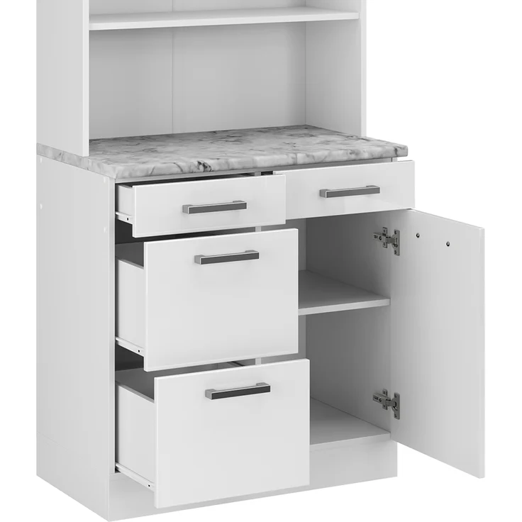 Buffetschrank R-Line Weiß Hochglanz 80 cm , AP Marmor Vicco – Bild 6