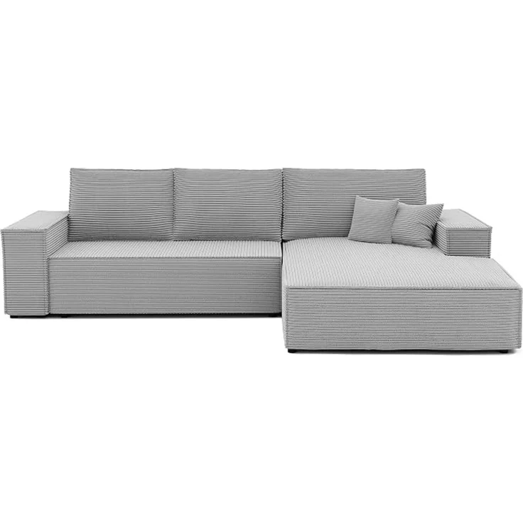 Eckschlafsofa (Ausrichtung rechts), 294x185 cm, mit Bettkasten und Schlaffunktion, Hellgrau – Bild 1