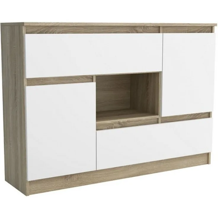 Masseno Kommode FIORENZA 120 cm Sideboard mit 2 Schubladen und 2 Türen braun