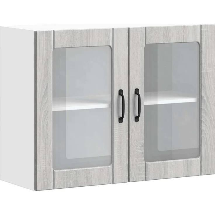 vidaXL Küchen-Hängeschrank mit Glastür Lucca Grau Sonoma Holzwerkstoff 853853 – Bild 2