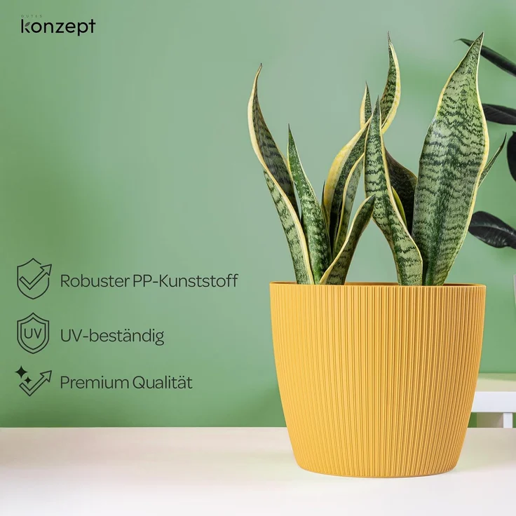 KONZEPT Blumentopf 5,2 l, gerillte Struktur 22 cm, Übertöpfe für Zimmerpflanzen, ideal für Wohnzimmer, Küche und Balkon – Bild 3