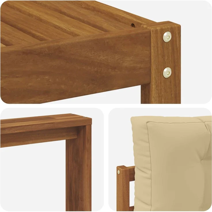 vidaXL Outdoor-Sofagarnitur 4 stk. 4-Sitzer Natur und Beige 3367411 – Bild 5