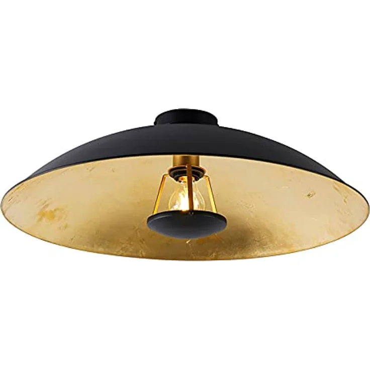 Qazqa Emilienne Novo, Modern Vintage Deckenleuchte in Schwarz mit Gold, 60 cm, E27, dimmbar, für Wohnzimmer und Schlafzimmer