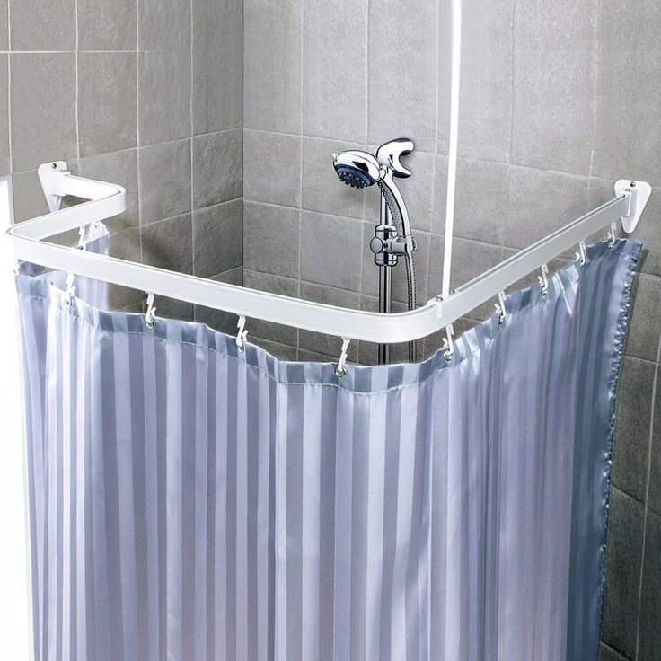 Euroshowers GmbH Duschvorhangstange Flexibel Weiß 300 cm, 1-läufig, Wand, Decke, Schrauben, Aluminium, Kann von Hand gebogen werden – Bild 3