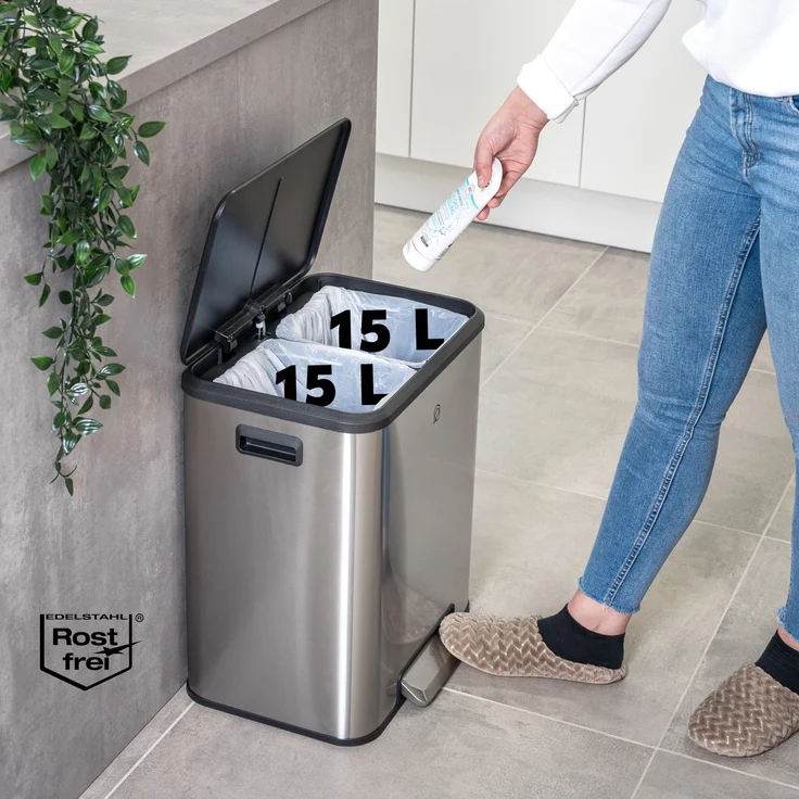 eluno Mülleimer 2 Abteile je 15 Liter Fassungsvermögen – Bild 4