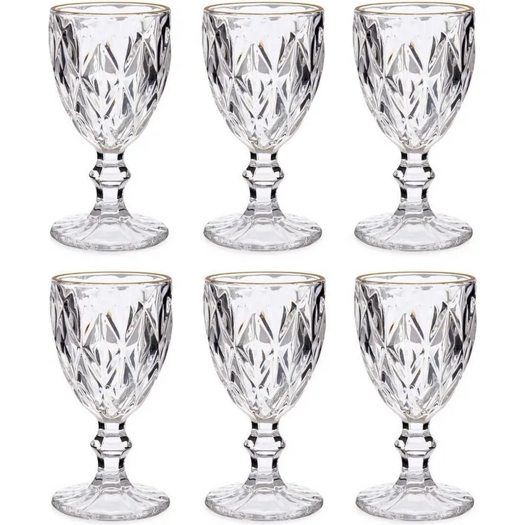 Wasserglas mit Goldrand, 254 ml, 6 Stück