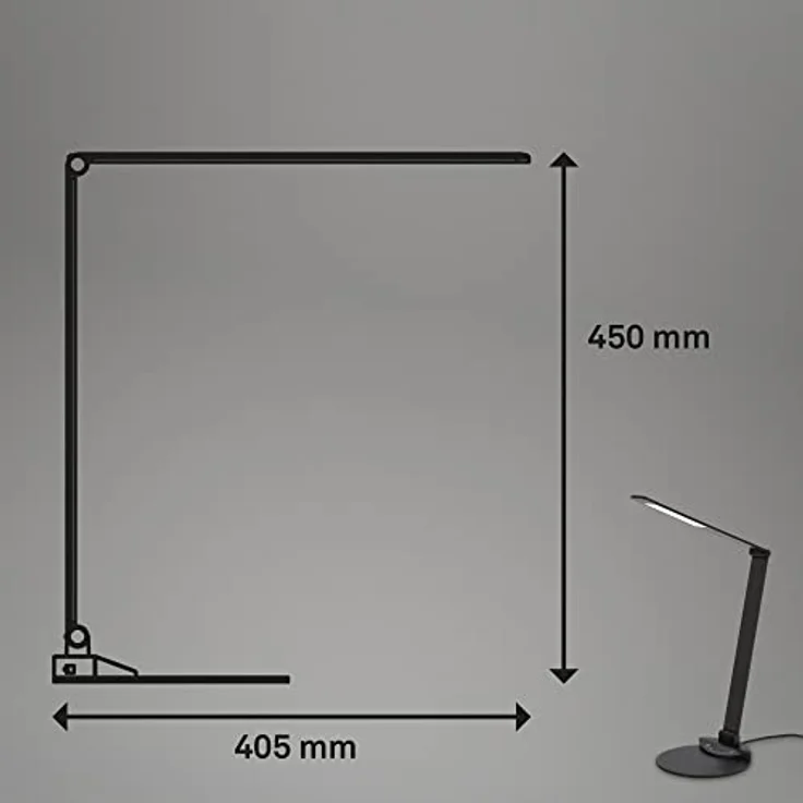 Briloner LED Schreibtischlampe, schwenkbar, Touch, CCT dimmbar, Silber, 6W, mit USB-Anschluss und Speicherfunktion – Bild 3