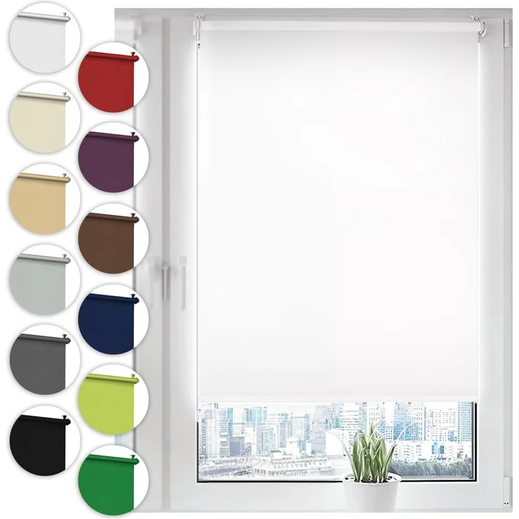 Verdunkelungsrollo Klemmfix ohne Bohren 65x150 cm Weiß Verdunklungsrollo Fensterrollo Rollo Seitenzugrollo Klemmrollo für Fenster & Tür – Bild 1