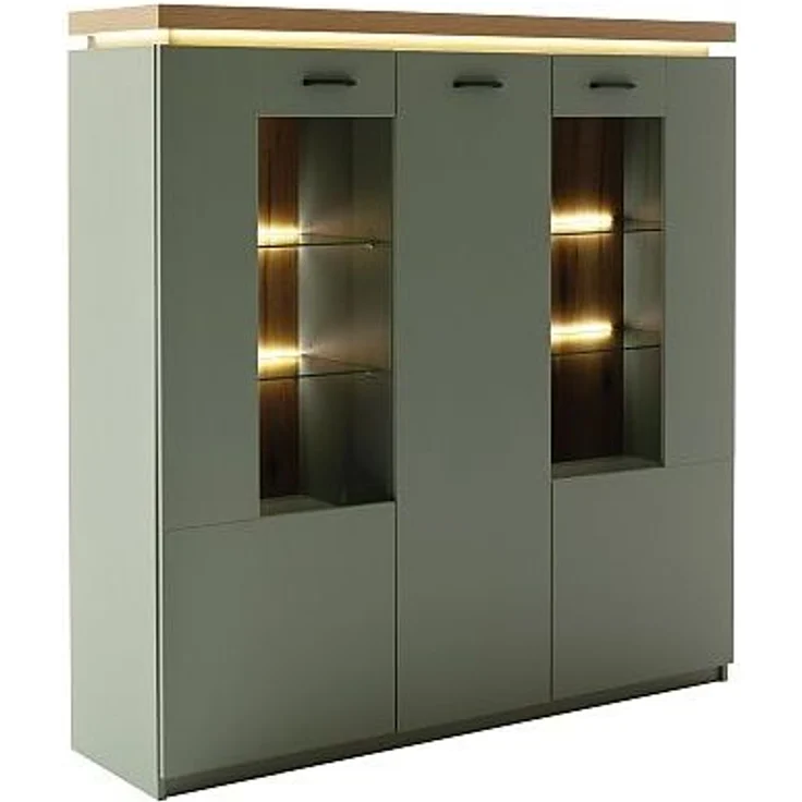 Highboard Marlena / Moniz, Holzwerkstoff, Grün, Holzfarben, 138 x 144 x 38 cm – Bild 4