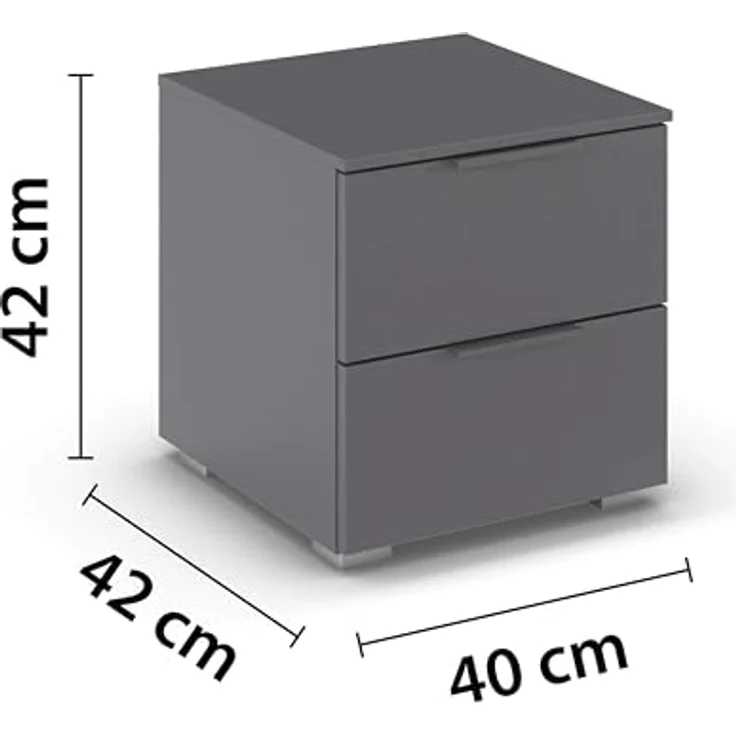 Rauch Möbel Alabama, Nachttisch, Farbe Grau metallic, Maße 40x42x42 cm – Bild 3