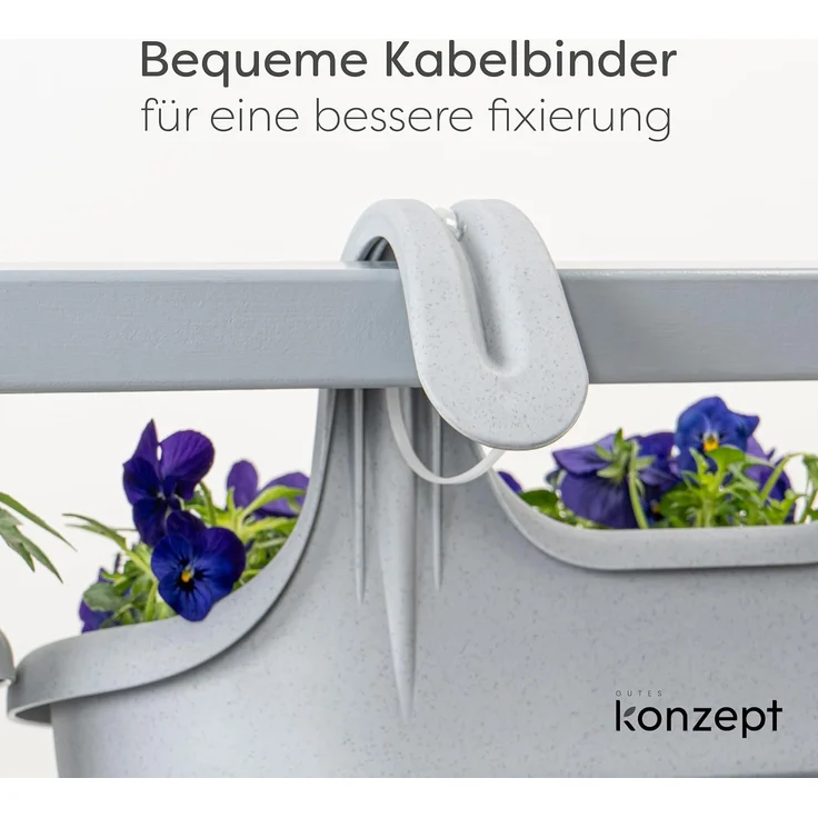 KONZEPT Balkonkasten Balkon Blumenkasten mit Halterung 6,2 L, Balkonkasten für Geländer, Blumenkasten aus wetterfestem Kunststoff – Bild 5