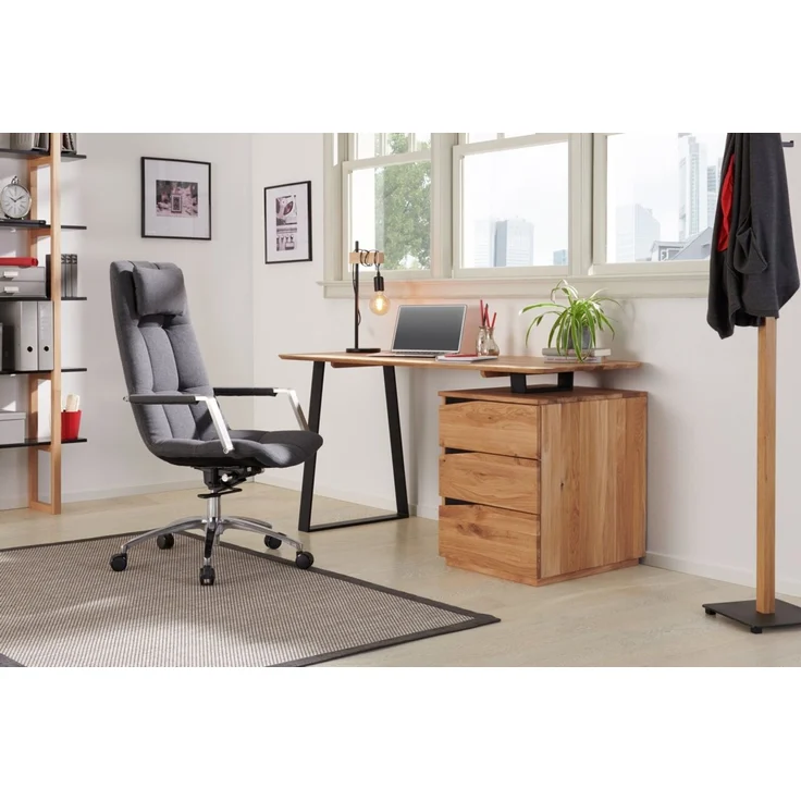 Linea Natura 'LYNX' Schreibtisch, Massivholz Wildeiche, 140 x 75 x 65 cm, mit Schubladen – Bild 5