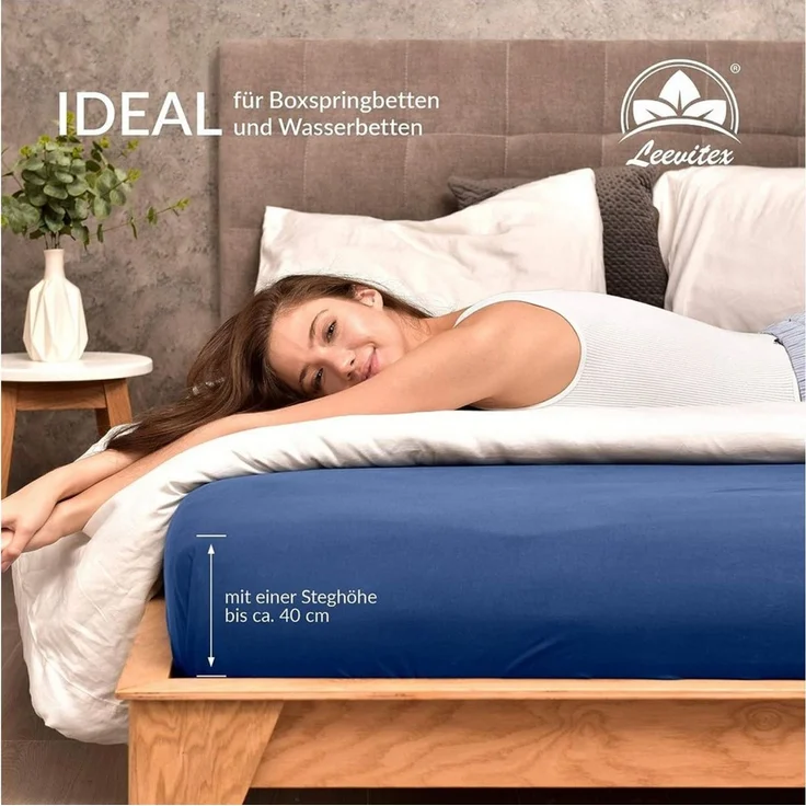 leevitex® Spannbettlaken verschiedene Größen, Stoffgewicht 170 g/m², 40 cm Steghöhe, Jersey, Gummizug: rundum, (1 Stück), verschiedene Farben, OEKO-TEX® STANDARD 100 zertifiziert – Bild 4