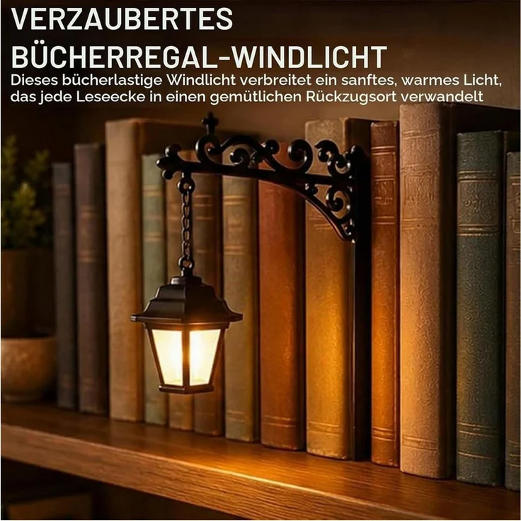 FELIXLEO Wandleuchte Bücherregal Lampe Vintage Laterne LED Buchstütze 2 Stück – Bild 4