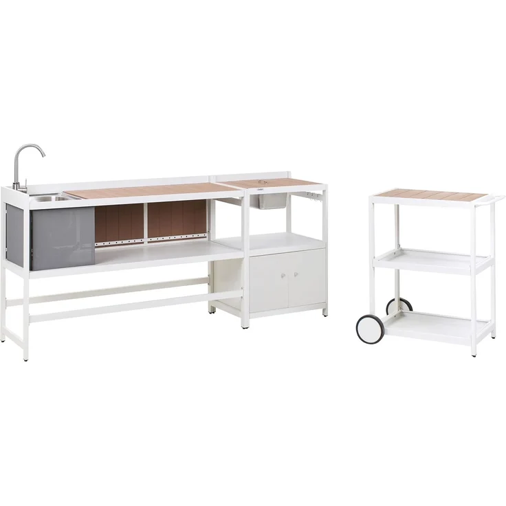 Outdoor-Küche 3er Set mit Spüle ORTISEI Metall Weiß – Bild 4
