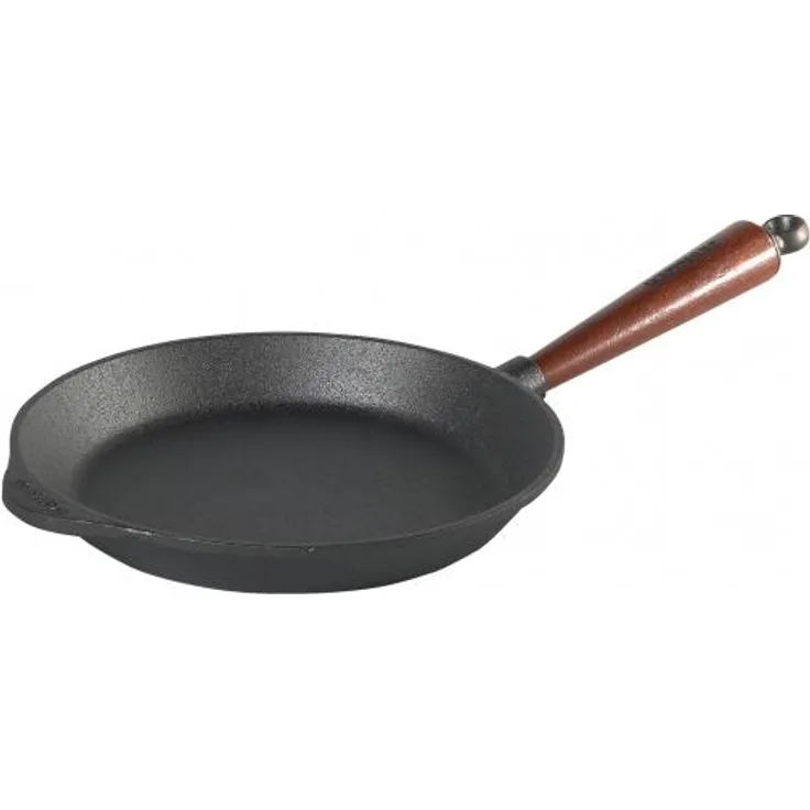 Bratpfanne 24 cm aus Gusseisen 0240T, flacher Rand / Griff Buche von SKEPPSHULT
