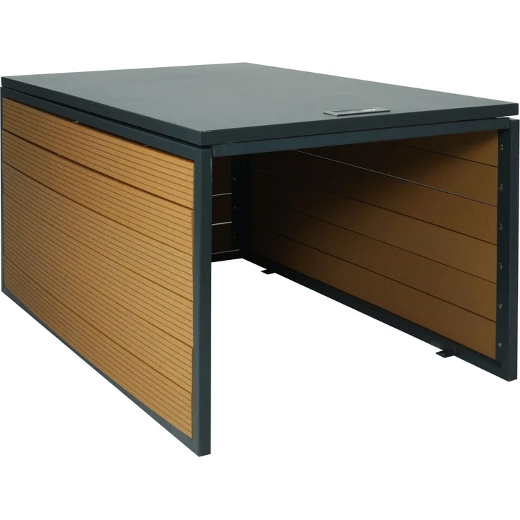 XL Mähroboter-Garage mit Deckel HWC-L45, Dach Unterstand für Rasenmäher, WPC Metall 43x70x90cm ~ Eiche-Optik – Bild 9
