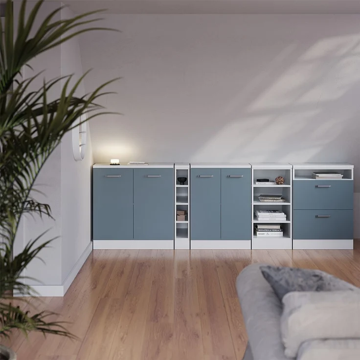 Küchenschrank für Dachschrägen R-Line Blau-Grau 80 cm mit 2 Türen, Schrankkorpus 60 cm Tiefe Vicco – Bild 5