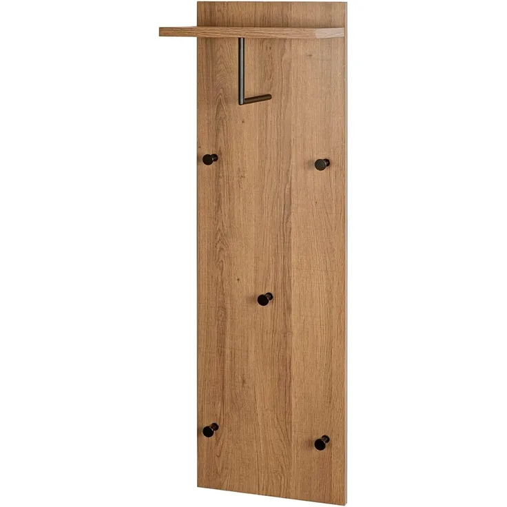 HAKU Möbel Wandgarderobe Eiche, schwarz, MDF, Metall - Maße: B 30 cm x H 100 cm x T 20 cm, Style: Modern
