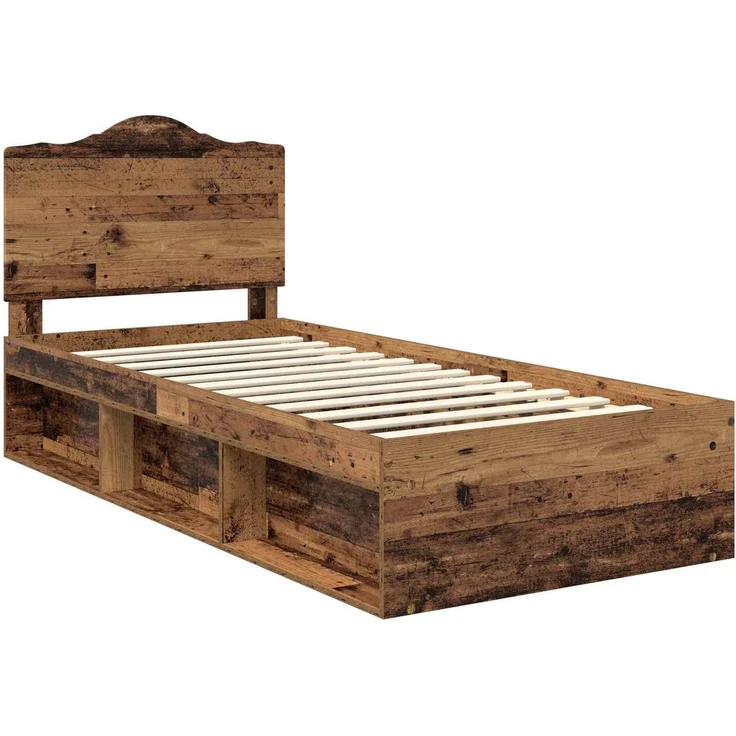 vidaXL Bettrahmen Altholz 75 x 190 cm Massives Kiefernholz 3413378 – Bild 4