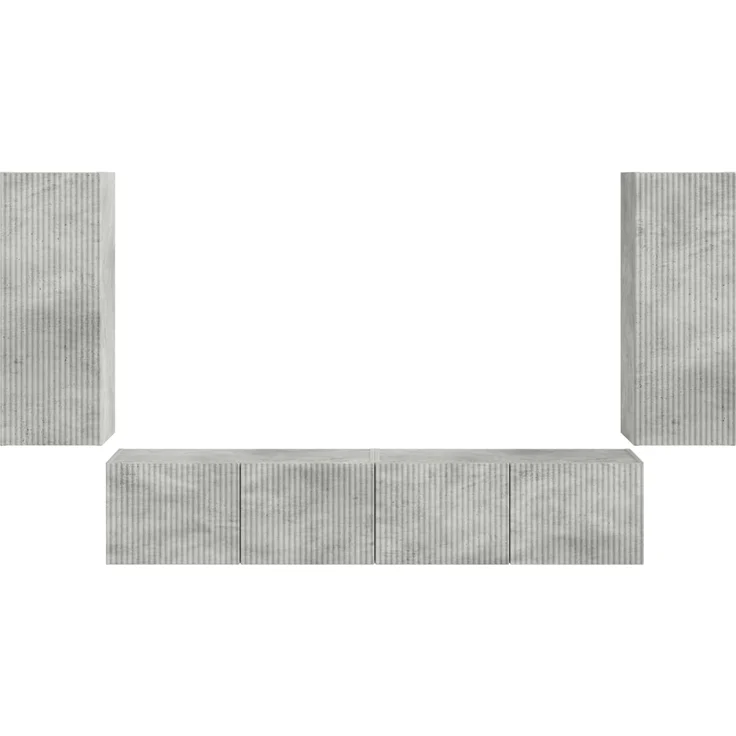 vidaXL TV-Wandregal-Set Wandmontiert 4 pcs Beton Grau Holzwerkstoff 3408919 – Bild 7