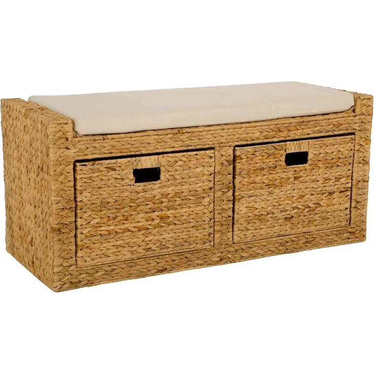VIVANNO Truhenbank Wasserhyazinthe LORANTE Rechteckig - Natur Geflochten (1-St), 100x40x45 cm