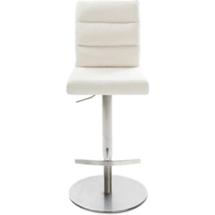 Barstuhl Pela-Flex Bouclé Soft Beige Drehfuß höhenverstellbar Edelstahl Silberfarben – Bild 3