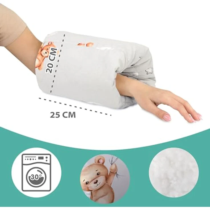 Stillkissen klein Breastfeeding und Nursing Pillow für unterwegs 20 cm - Stillmuff Armkissen und Lagerungskissen Baby Arm Still Kissen aus weicher Baumwolle Oeko-Tex Teddybären – Bild 3