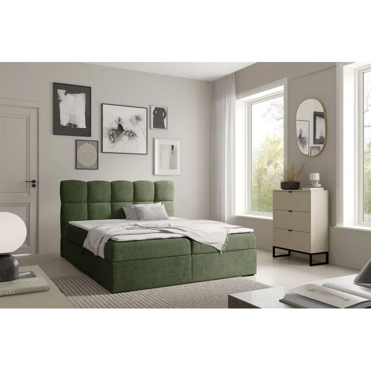 Boxspringbett Schlafzimmerbett PAROZO 120x200cm Stoff Coral Grün