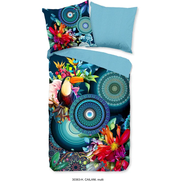 hip Mako Satin Bettwäsche 3 teilig Bettbezug 200x200 cm Kissenbezug 80x80 cm Cailani Multi