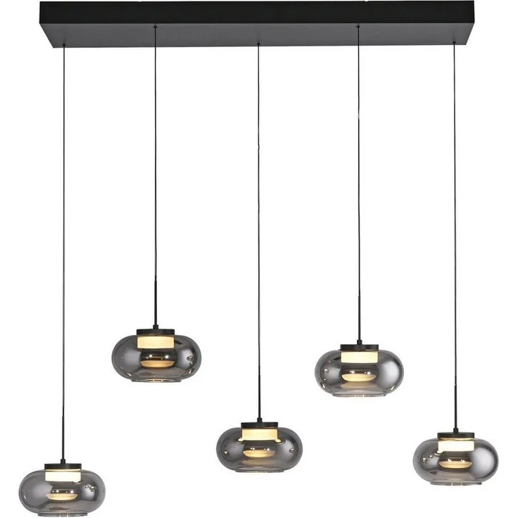 SCHÖNER WOHNEN-Kollektion LED Pendelleuchte LED Pendellampe SIA, höhenverstellbar, 5x LED Board 6W, warmweiß, Rauchglas, höhenverstellbar, Lichtfarbe warmweiß – Bild 5