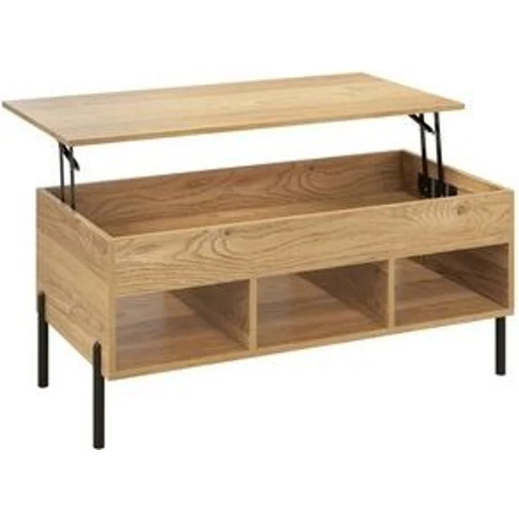 COSTWAY Couchtisch, höhenverstellbar, anhebbar, mit Stauraum & Fächern, Holz – Bild 6