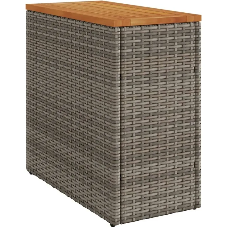 vidaXL Garten-Beistelltisch mit Holzplatte Grau 58x27,5x55 cm Rattan 366134