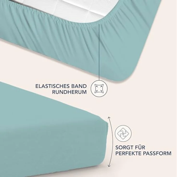 Dreamzie Spannbetttlaken 90x190cm - 35 cm Tiefe Tasche - 100% Mikrofaser Bettlaken - Aqua, Schadstoffgeprüft(Oeko TEX), Bettlaken mit Gummizug – Bild 4